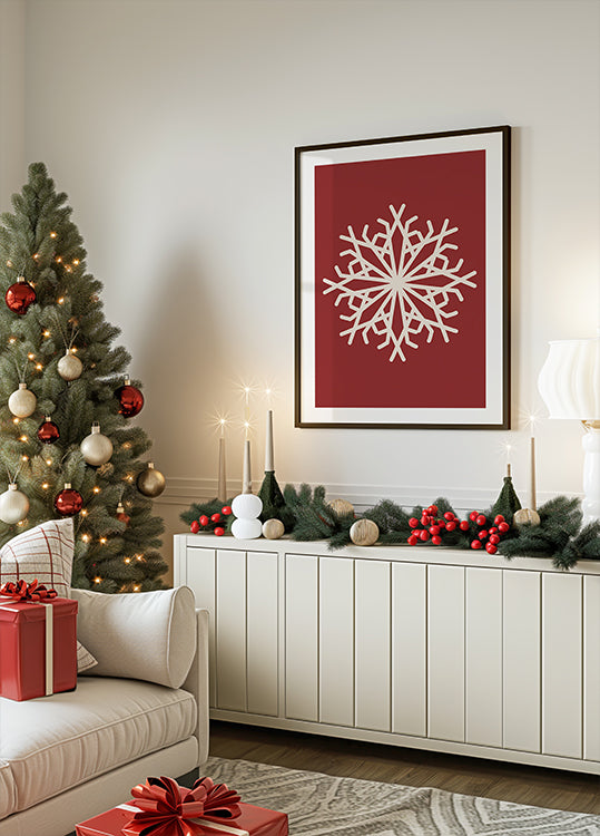 a living room decorated for christmas with a christmas tree