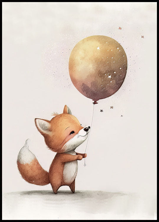 Fox Holding Balloon Nursery Plakat - Posterbox.no