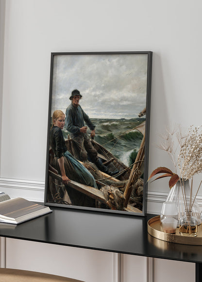 At Sea with Fishermen Poster