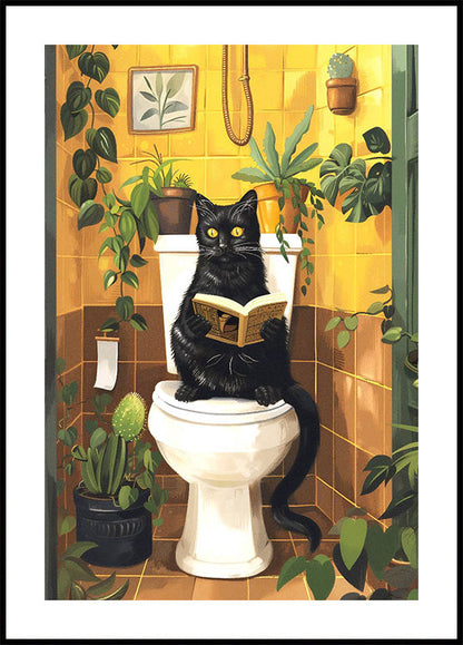 Cat on Toilet Poster