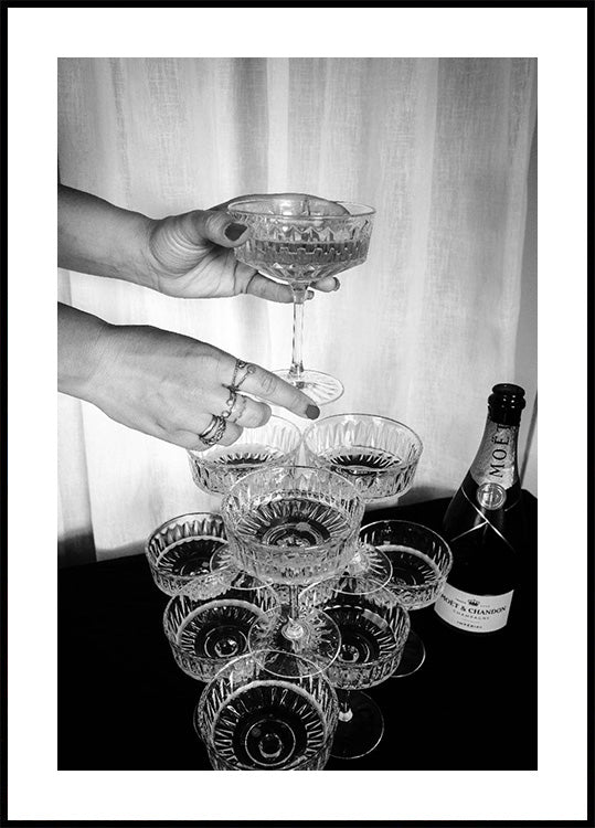 Champagne Glasses Pyramid Poster