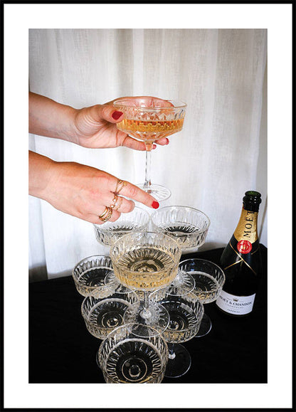 Champagne Glasses Pyramid Print Poster