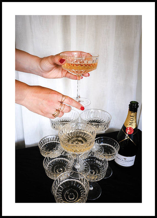 Champagne Glasses Pyramid Print Poster