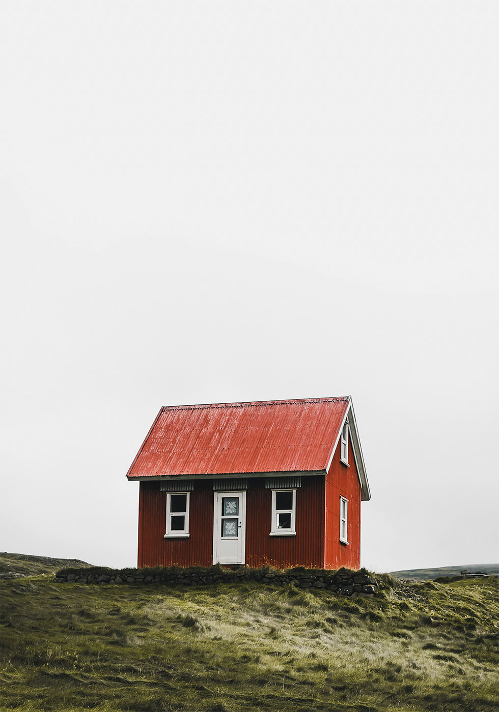 Red Cabin in Iceland Poster