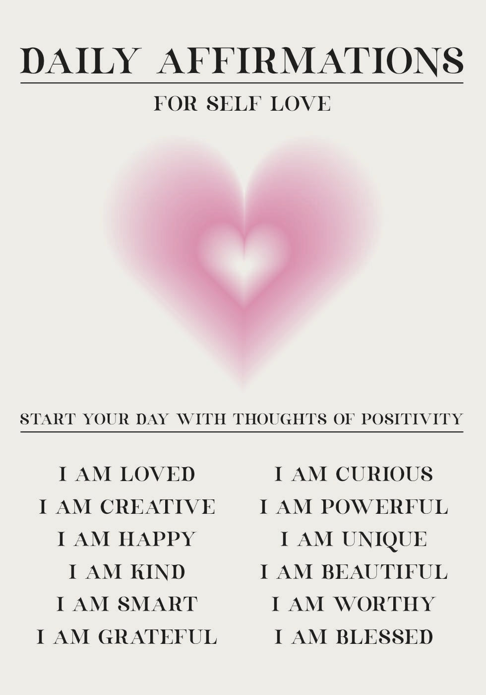 Daily Affirmations for Self Love Poster