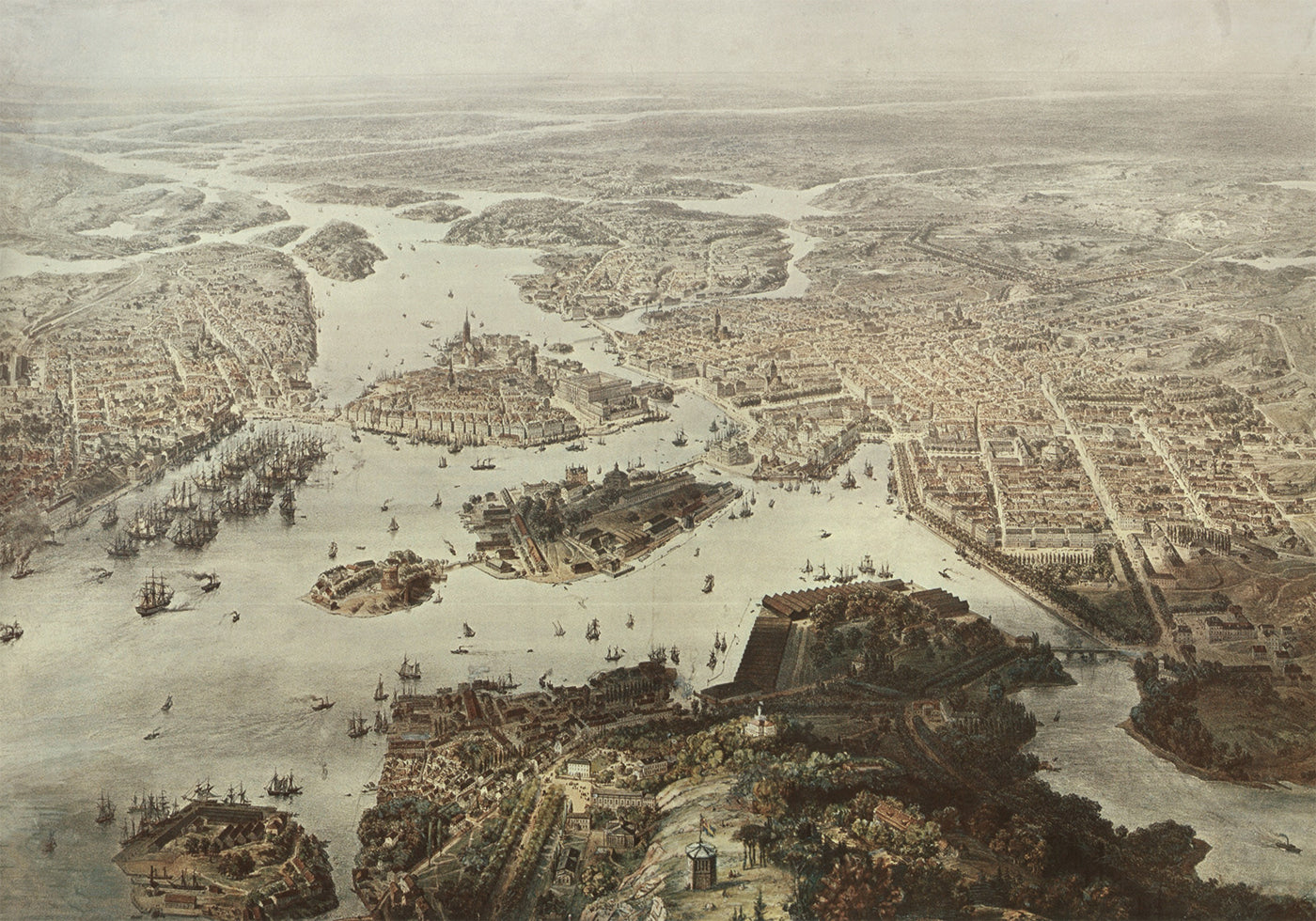 Aerial View of Stockholm 1860 Poster