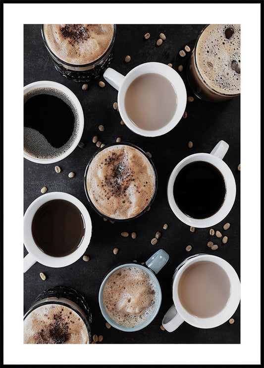 Cups of Different Coffee Poster