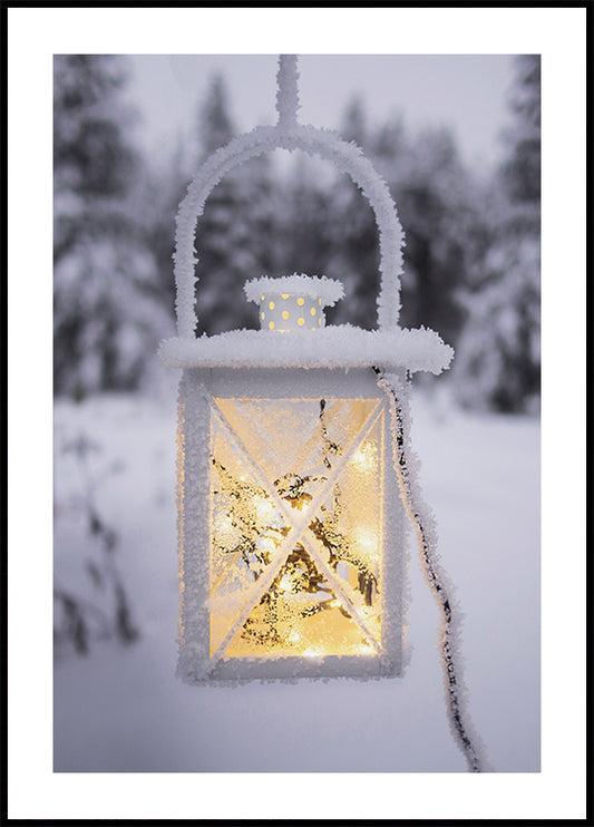 Lantern Covered with Frost Poster