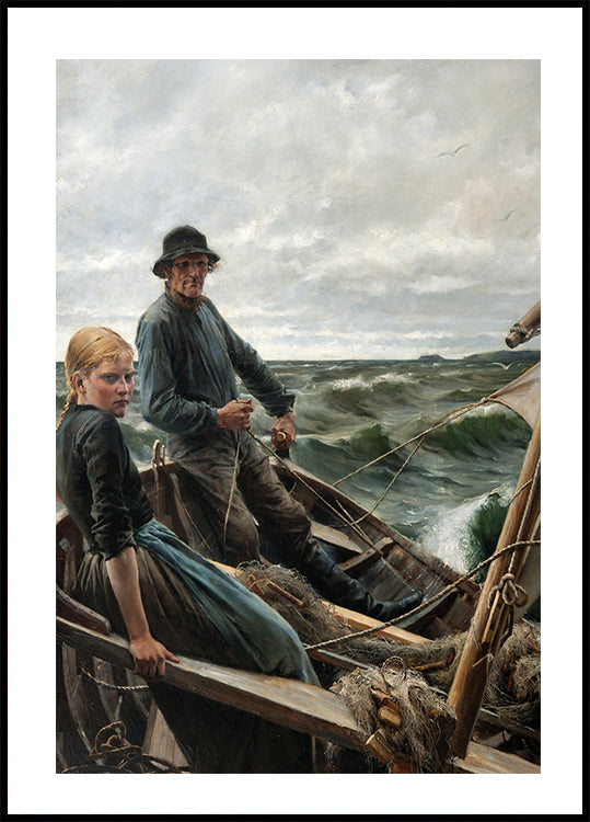 At Sea with Fishermen Poster