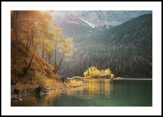 Autumn Morning by the Lake Poster