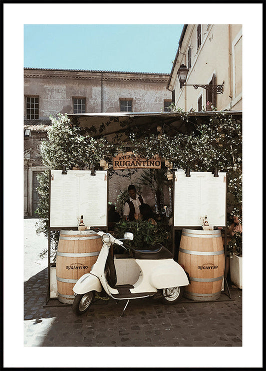 White Italian Vespa Poster