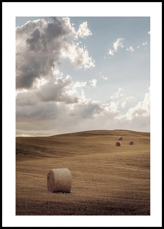 Field with Bales of Hay Poster