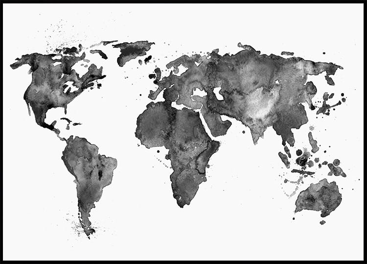 World Ink Map Poster