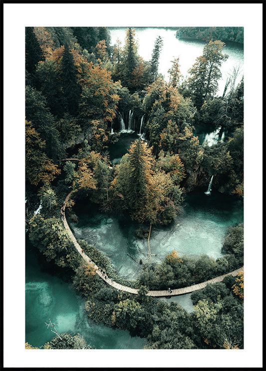 Road Across the Lake in the Forest Poster