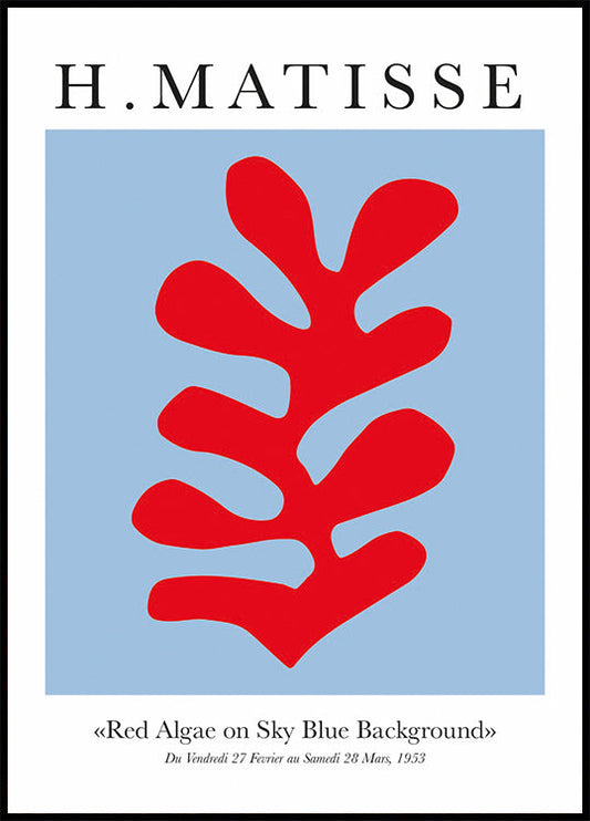 H. Matisse Red Algae on Sky Blue Background Poster