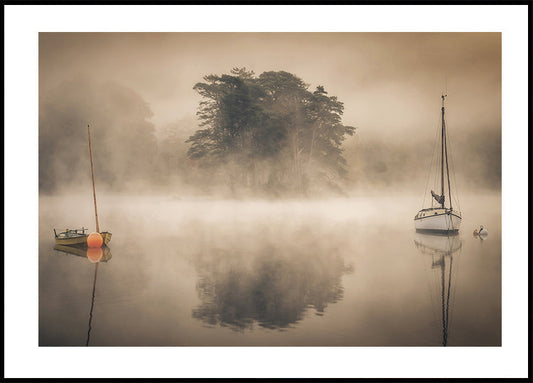 Two Boats In The Fog Poster