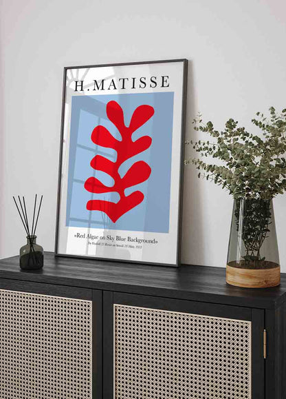 H. Matisse Red Algae on Sky Blue Background Poster