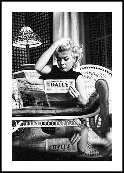 Marilyn Monroe Reading Newspapers Poster