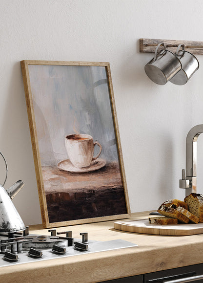 Neutral Coffee Art Moody Kitchen Poster