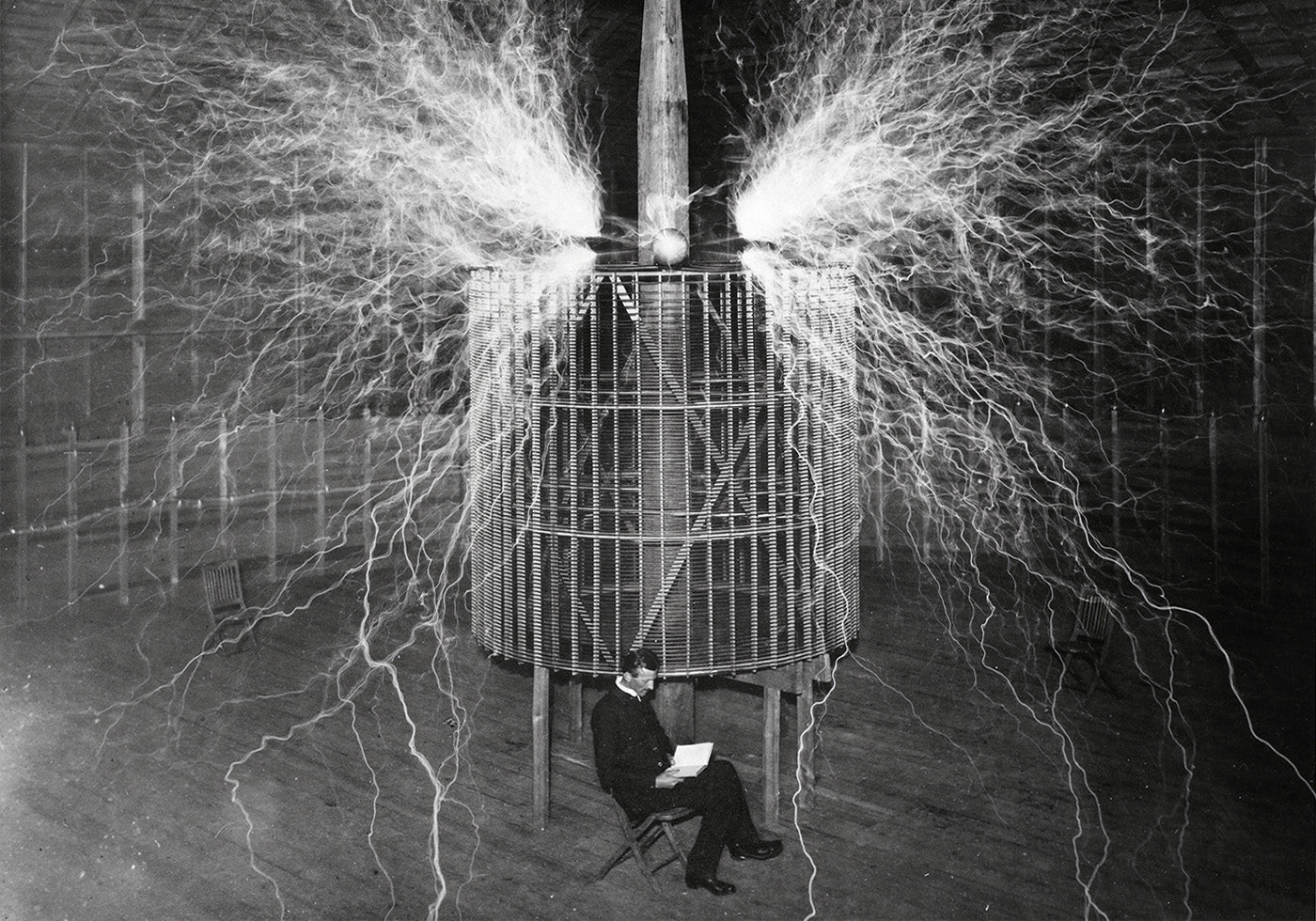 Nikola Tesla Electricity in Lab Poster