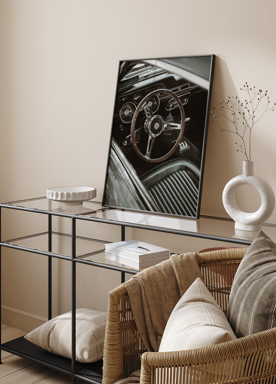 Vintage Car Steering Wheel Poster