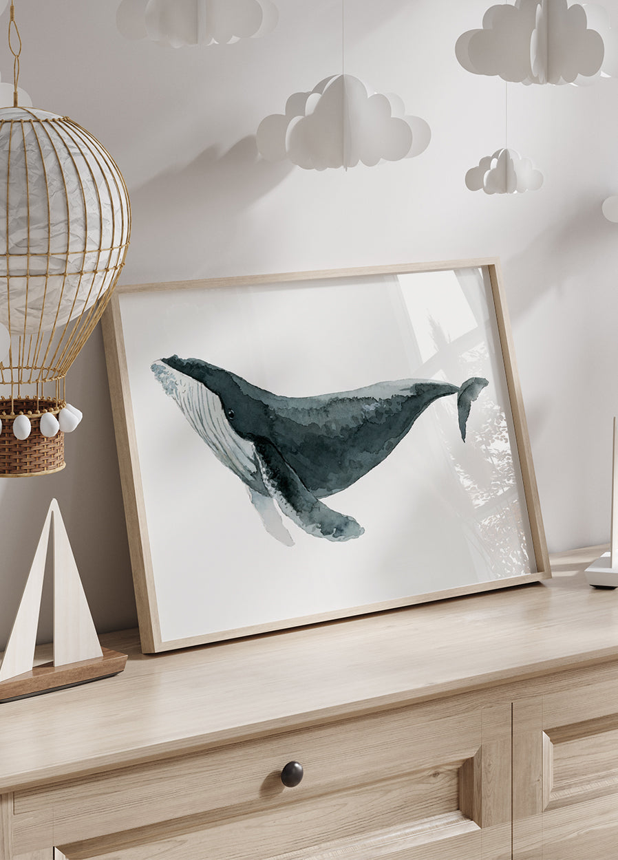 Whale Watercolor Art Poster