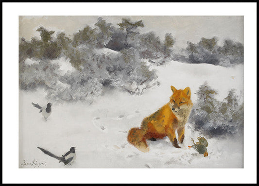 Fox in Winter Landscape By Bruno Liljefors No. 2 Poster