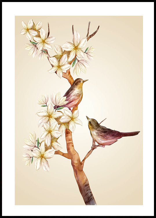 Blossoming Branch with Birds Poster