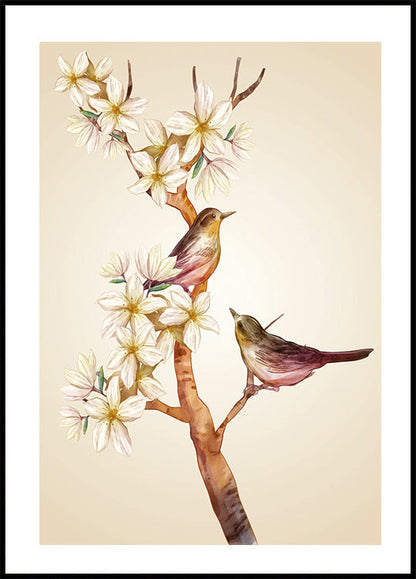 Blossoming Branch with Birds Poster