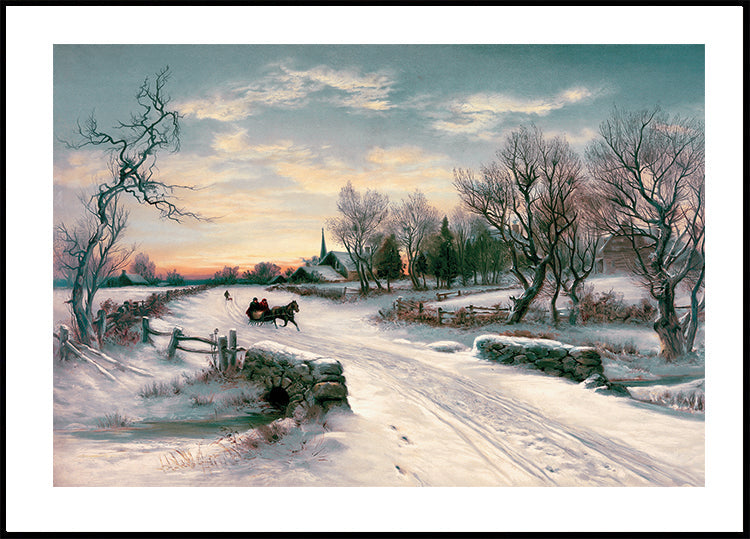 Winter Landscape with Horse and Carriage Poster